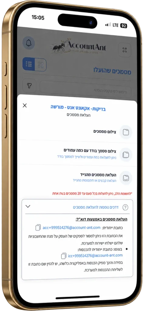 מסך מתוך תוכנת אקאונט-אנט